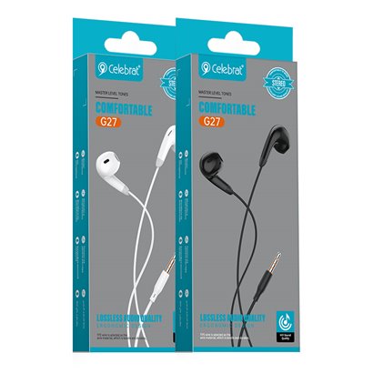CELEBRAT earphones με μικρόφωνο G27, 3.5mm, 1.2m, μαύρα