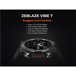 ZEBLAZE smartwatch Vibe 7, heart rate, 1.39" IPS, IP68, μαύρο