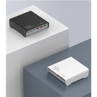 LDNIO σταθμός φόρτισης Q605, 3x USB-C & 3x USB, 120W, PD/QC, μαύρος
