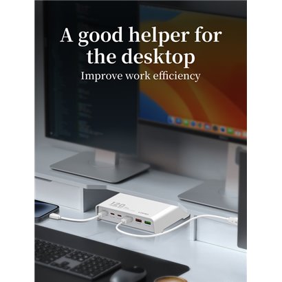 LDNIO σταθμός φόρτισης Q605, 3x USB-C & 3x USB, 120W, PD/QC, λευκός