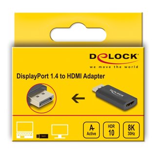 DELOCK αντάπτορας DisplayPort 1.4 σε HDMI 61055, 8K, HDR, Active, μαύρος