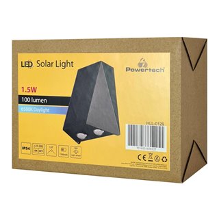 POWERTECH LED φωτιστικό τοίχου HLL-0129, ηλιακό, 1.5W, 6500K, 1300mAh