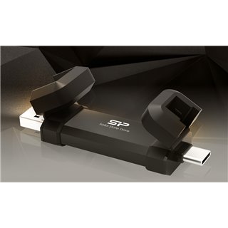 SILICON POWER USB Flash Drive DS72, USB/USB-C, 250GB 1050/850MBps, μαύρο
