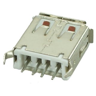 USB 2.0 Connector A TYPE, MID Solder in, Silver/White