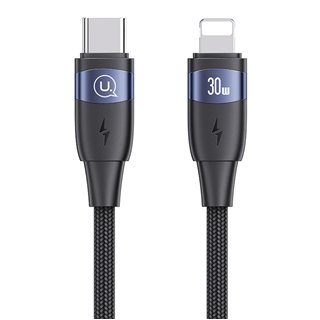 USAMS καλώδιο Lightning σε USB-C US-SJ634, 30W PD, 1.2m, μαύρο