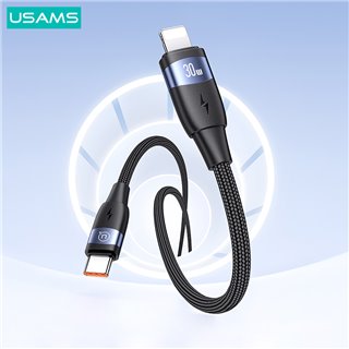 USAMS καλώδιο Lightning σε USB-C US-SJ634, 30W PD, 1.2m, μαύρο