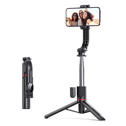USAMS selfie stick US-ZB256 με τρίποδο, έως 113cm, Bluetooth, μαύρο