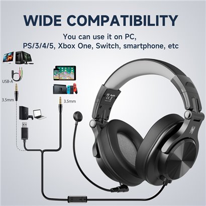 ONEODIO gaming headset Fusion A71D, 3.5mm σύνδεση, Hi-Res, 40mm, μαύρο