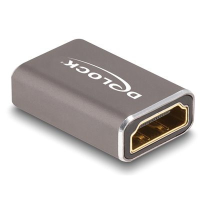 DELOCK αντάπτορας HDMI 60078 με Ethernet, 8K/60Hz, μεταλλικός, γκρι