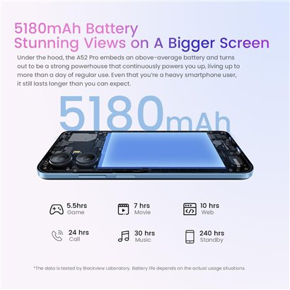 BLACKVIEW smartphone A52 Pro, 6.5", 6/128GB, 5180mAh, Android 13, μαύρο