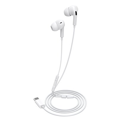 CELEBRAT earphones με μικρόφωνο E300, USB-C, 1.2m, λευκά