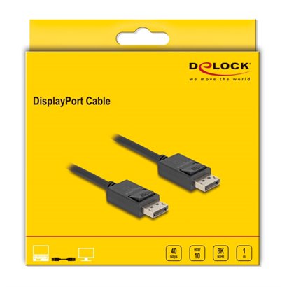 DELOCK καλώδιο DisplayPort 2.1 80492, 8K/60Hz 4K/120Hz 40 Gbps 1m, μαύρο